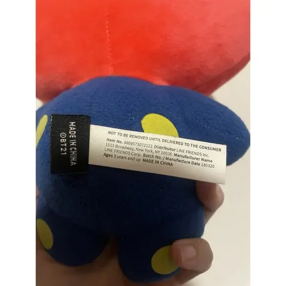 Tata Plush 12” Line Friends BTS V Heart Doll Blue Polka Dot Outfit - Picture 4 of 5